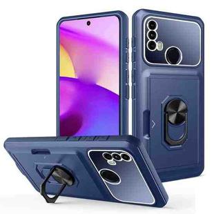 For Motorola Moto E40 / E20 Card Ring Holder PC + TPU Phone Case(Blue)