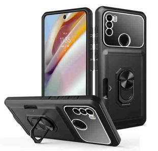 For Motorola Moto G60 Card Ring Holder PC + TPU Phone Case(Black)