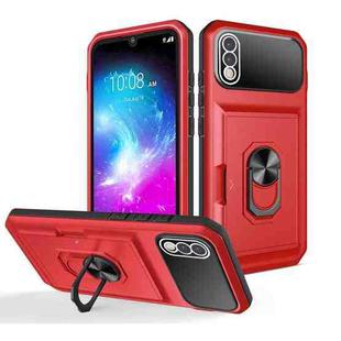 For ZTE Blade A5 2020 Card Ring Holder PC + TPU Phone Case(Red+Black)