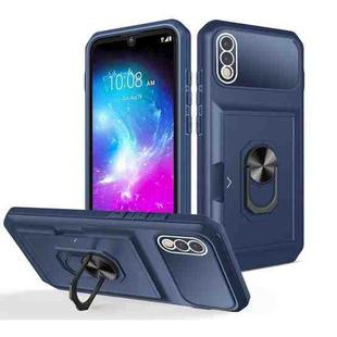 For ZTE Blade A5 2020 Card Ring Holder PC + TPU Phone Case(Blue)