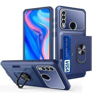 For Huawei Y9 Prime 2019 Card Ring Holder PC + TPU Phone Case(Blue)