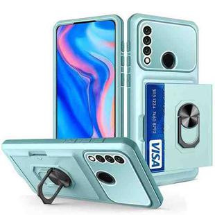 For Huawei Y9 Prime 2019 Card Ring Holder PC + TPU Phone Case(Light Green)