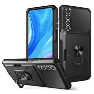 For Huawei Y9s Card Ring Holder PC + TPU Phone Case(Black)