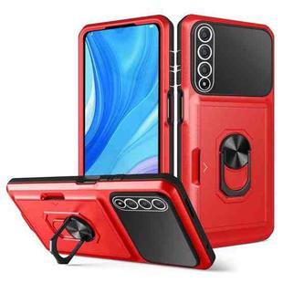 For Huawei Y9s Card Ring Holder PC + TPU Phone Case(Red+Black)