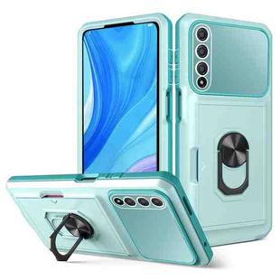 For Huawei Y9s Card Ring Holder PC + TPU Phone Case(Light Green)