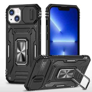 For iPhone 14 Armor PC + TPU Camera Shield Phone Case (Black)