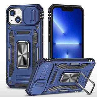 For iPhone 14 Plus Armor PC + TPU Camera Shield Phone Case (Navy Blue)