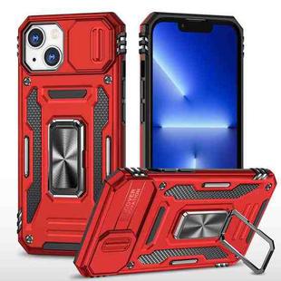 For iPhone 14 Plus Armor PC + TPU Camera Shield Phone Case (Red)