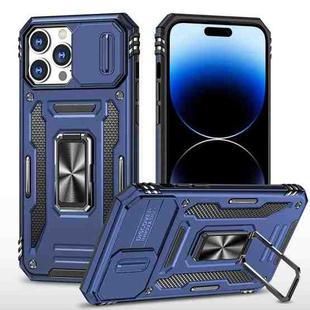 For iPhone 14 Pro Armor PC + TPU Camera Shield Phone Case(Navy Blue)