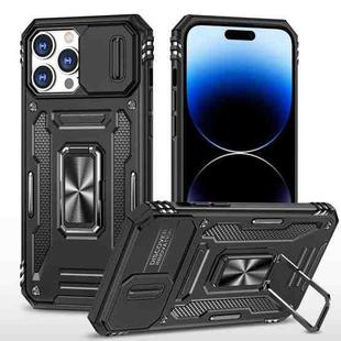 For iPhone 14 Pro Armor PC + TPU Camera Shield Phone Case(Black)