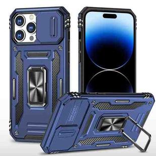 For iPhone 14 Pro Max Armor PC + TPU Camera Shield Phone Case (Navy Blue)