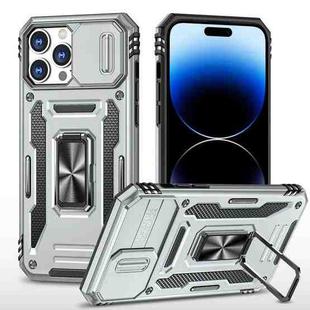 For iPhone 14 Pro Max Armor PC + TPU Camera Shield Phone Case (Grey)