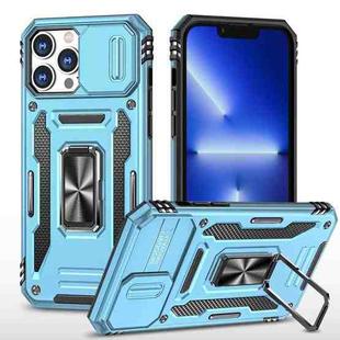 For iPhone 13 Pro Armor PC + TPU Camera Shield Phone Case (Light Blue)
