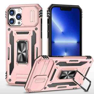 For iPhone 13 Pro Max Armor PC + TPU Camera Shield Phone Case (Rose Gold)