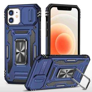 For iPhone 12 Armor PC + TPU Camera Shield Phone Case(Navy Blue)