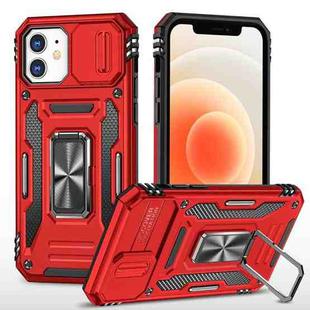 For iPhone 12 Armor PC + TPU Camera Shield Phone Case(Red)