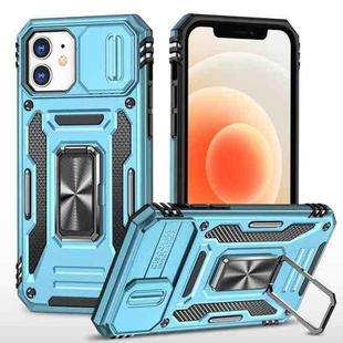 For iPhone 12 Armor PC + TPU Camera Shield Phone Case(Light Blue)