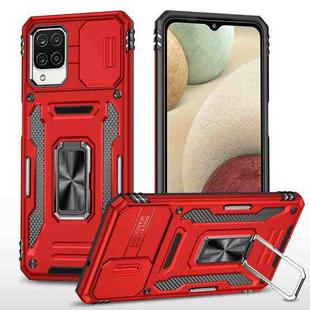 For Samsung Galaxy A12 5G/4G / M12 / F12 Armor PC + TPU Camera Shield Phone Case(Red)