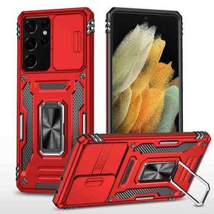 For Samsung Galaxy S21 Ultra 5G Armor PC + TPU Camera Shield Phone Case(Red)