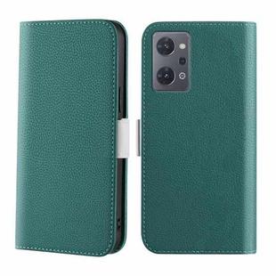 For OPPO Reno7 A Candy Color Litchi Texture Leather Phone Case(Dark Green)