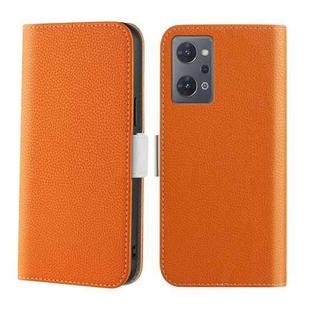 For OPPO Reno7 A Candy Color Litchi Texture Leather Phone Case(Orange)