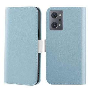 For OPPO Reno7 A Candy Color Litchi Texture Leather Phone Case(Light Blue)