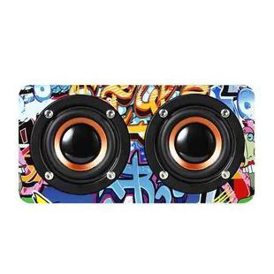 M5 Multifunctional Desktop Wooden Bluetooth Speaker Wireless Loudspeaker(Graffiti Color)