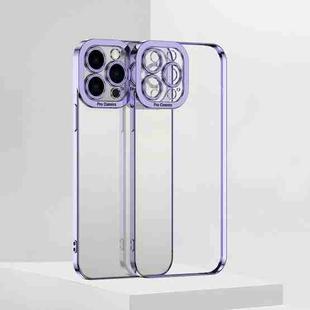 For iPhone 14 Pro Max Electroplating High Transparent TPU Phone Case (Purple)