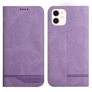 For iPhone 12 mini Strong Magnetic Leather Case (Purple)