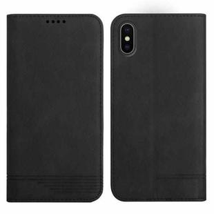 For iPhone X / XS Strong Magnetic Leather Case(Black)