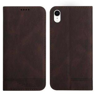 For iPhone XR Strong Magnetic Leather Case(Brown)