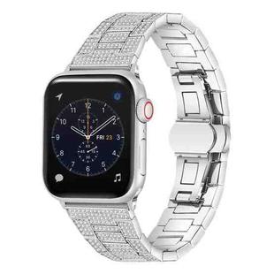 Diamond Metal Watch Band For Apple Watch Ultra 49mm / Series 8&7 45mm / SE 2&6&SE&5&4 44mm / 3&2&1 42mm(Silver)