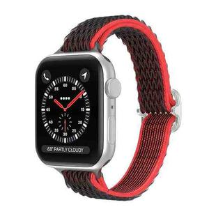 Wave Small Waist Nylon Watch Band For Apple Watch Series 8&7 41mm / SE 2&6&SE&5&4 40mm / 3&2&1 38mm(Black Red)