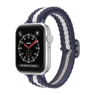 Wave Small Waist Nylon Watch Band For Apple Watch Series 8&7 41mm / SE 2&6&SE&5&4 40mm / 3&2&1 38mm(Blue White)