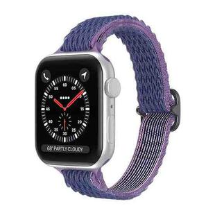 Wave Small Waist Nylon Watch Band For Apple Watch Series 8&7 41mm / SE 2&6&SE&5&4 40mm / 3&2&1 38mm(Midnight Blue)