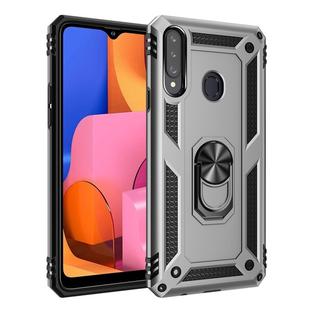 For Galaxy A20s Shockproof TPU + PC Protective Case with 360 Degree Rotating Holder(Silver)