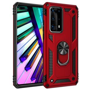 For Huawei P40 Pro Shockproof TPU + PC Protective Case with 360 Degree Rotating Holder(Red)