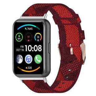 For Huawei Watch Fit 2 Nylon Woven Watch Band(Red Stripes)