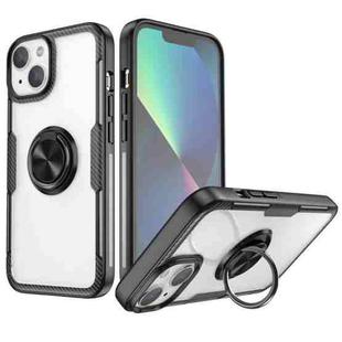 Shockproof Transparent TPU + Acrylic Protective Phone Case with Ring Holder For iPhone 14 Max(Black)