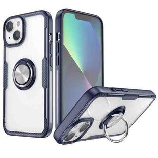 Shockproof Transparent TPU + Acrylic Protective Phone Case with Ring Holder For iPhone 14 Max(Navy Blue)