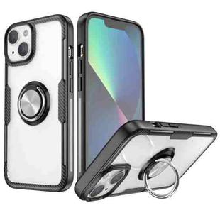 Shockproof Transparent TPU + Acrylic Protective Phone Case with Ring Holder For iPhone 14 Max(Silver Black)