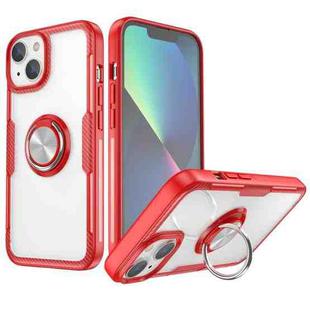 For iPhone 14 Shockproof Transparent TPU + Acrylic Protective Phone Case with Ring Holder (Red)