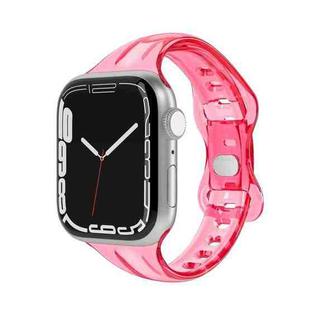 TPU 8-buckle Watch Band For Apple Watch Series 8&7 41mm / SE 2&6&SE&5&4 40mm / 3&2&1 38mm(Fluorescent Rose Red)