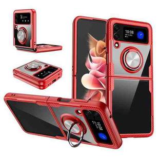 For Samsung Galaxy Z Flip3 5G Shockproof Transparent TPU + Acrylic Protective Phone Case with Ring Holder(Red)