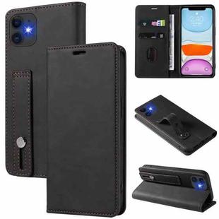 For iPhone 11 Pro Wristband Magnetic Leather Phone Case (Black)