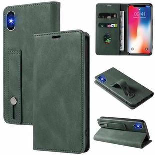 For iPhone XS Max Wristband Magnetic Leather Phone Case(Green)