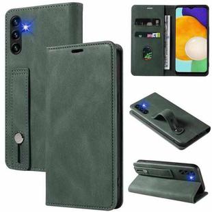 For Samsung Galaxy A13 4G Wristband Magnetic Leather Phone Case(Green)