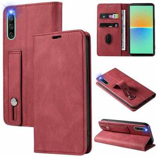 For Sony Xperia 10 IV Wristband Magnetic Leather Phone Case(Red)