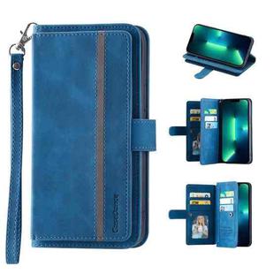 9 Card Slots Splicing Magnetic Leather Flip Case For iPhone 11 Pro(Blue)