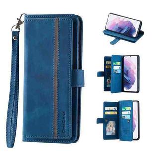 For Samsung Galaxy S20 FE 9 Card Slots Splicing Magnetic Leather Flip Phone Case(Blue)